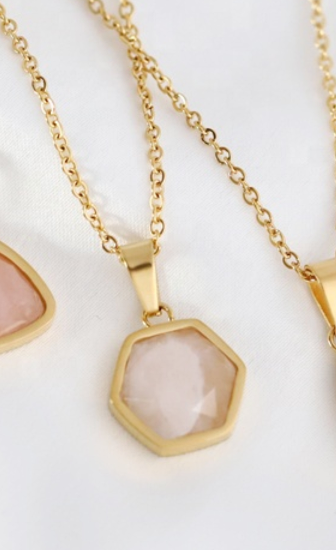 Penelope Pink Hexagon NECKLACE